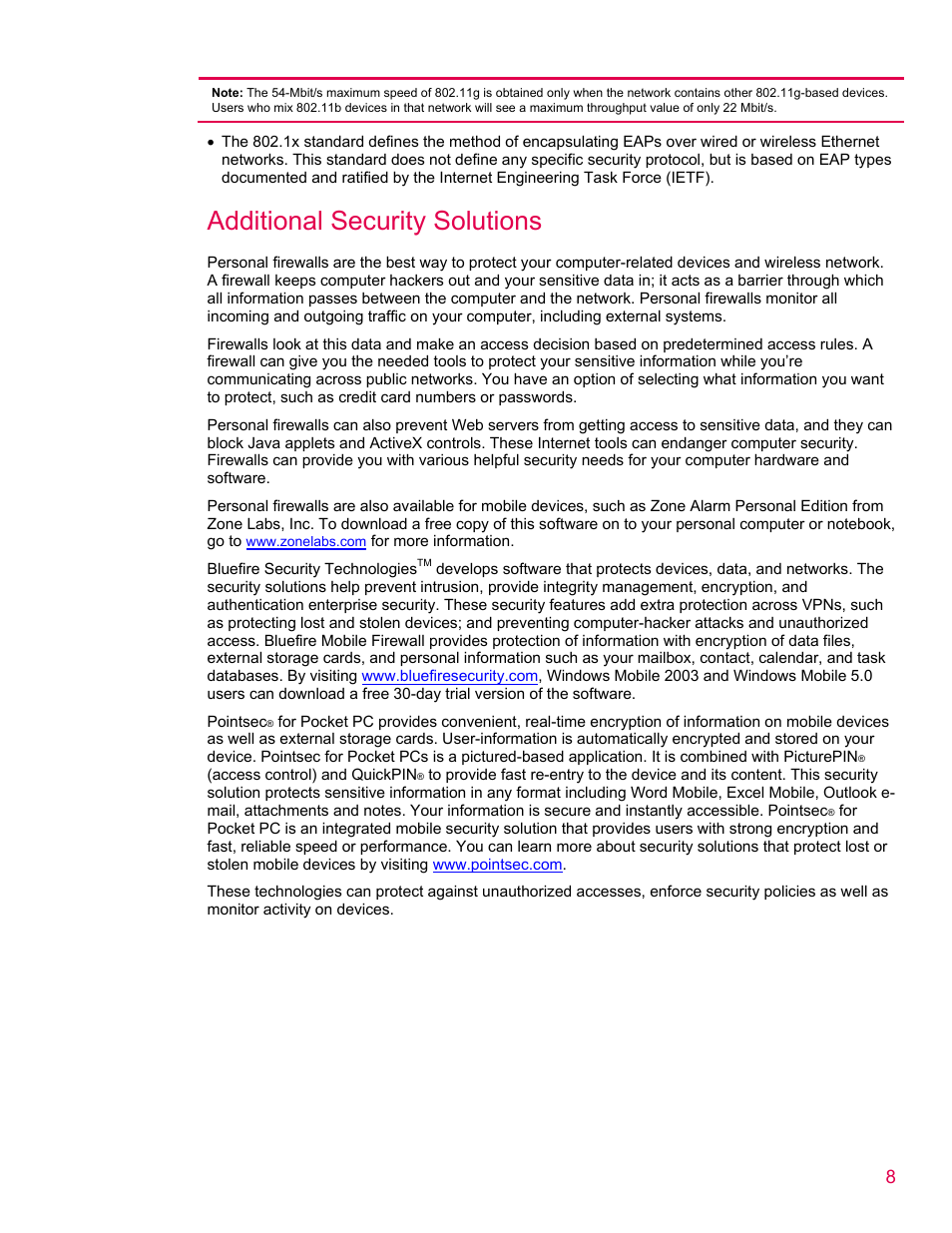 Additional security solutions | HP iPAQ rx5900 Travel Companion User Manual | Page 8 / 10