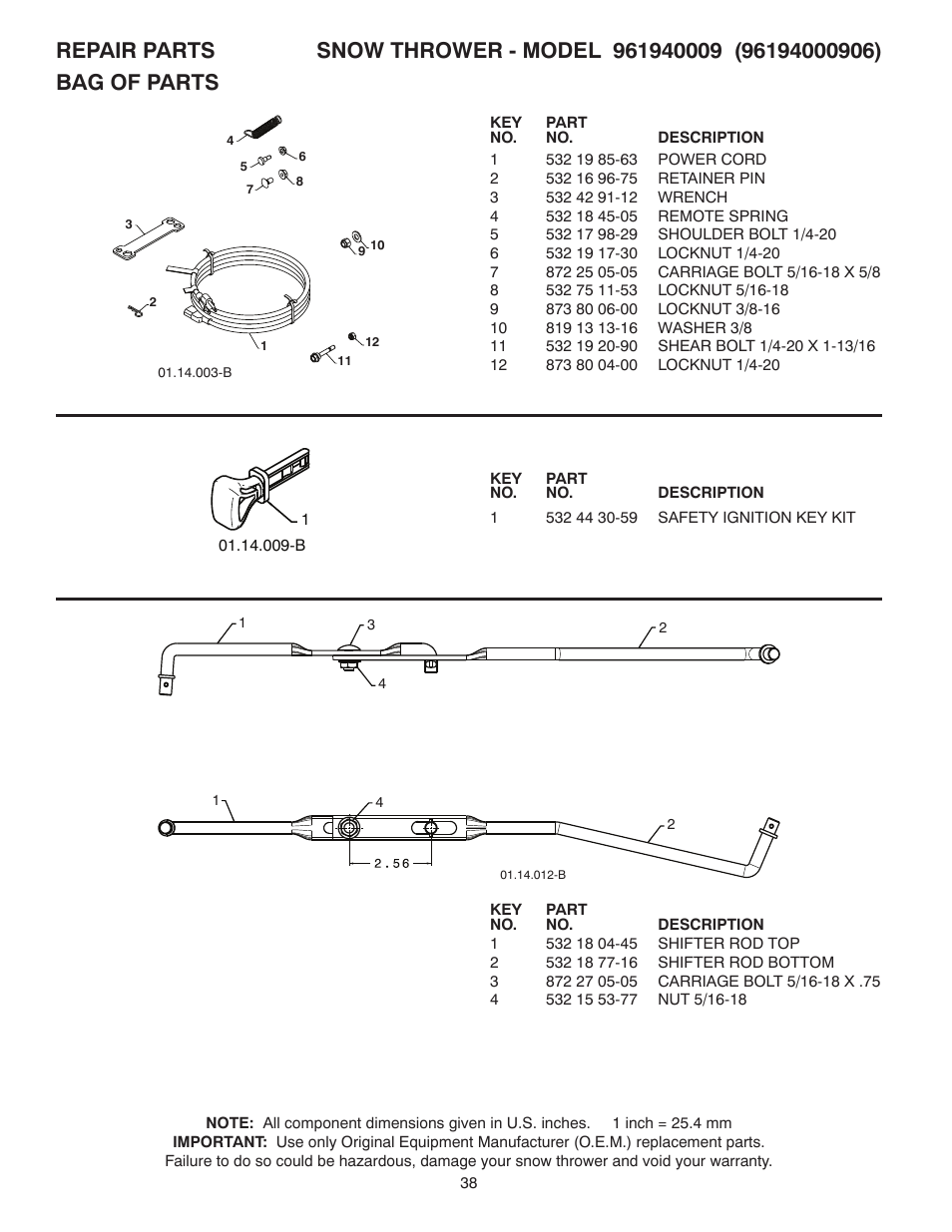 Poulan Pro 961940009 SNOW THROWER User Manual | Page 38 / 44