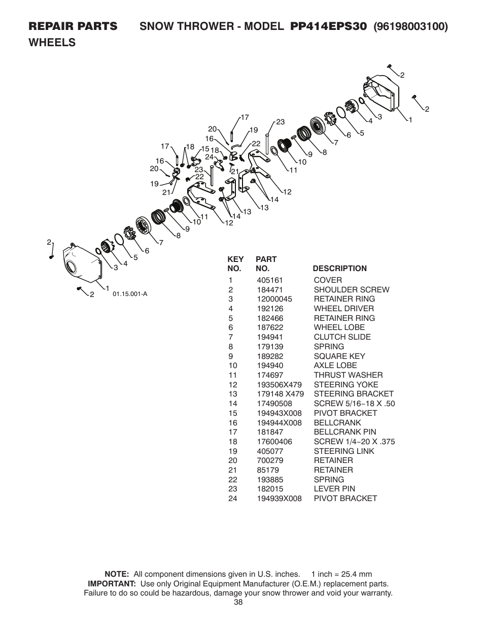 Poulan Pro PP414EPS30 SNOW THROWER User Manual | Page 38 / 44