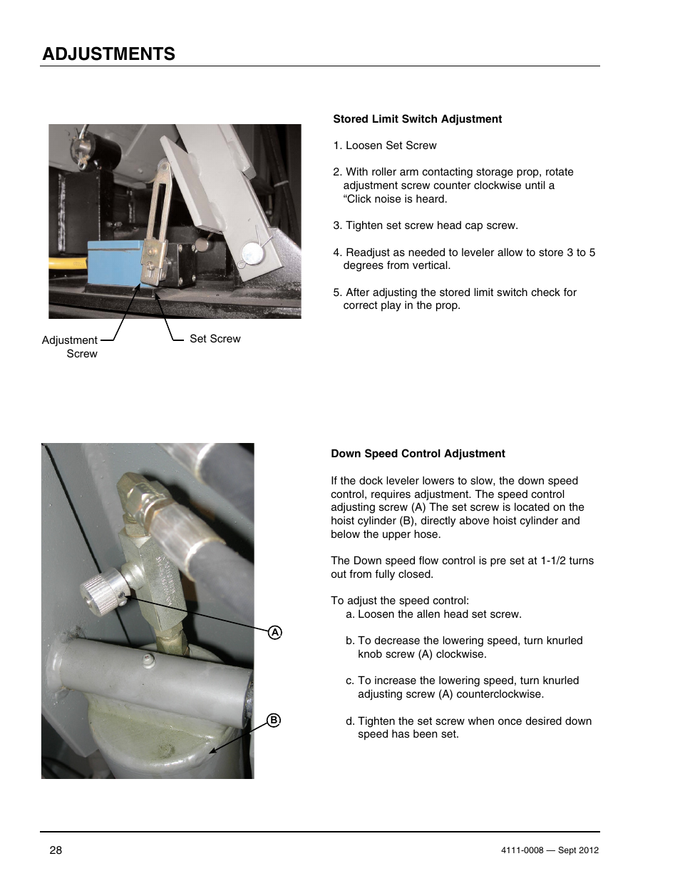 Adjustments | Poweramp VS SERIES HYDRAULIC User Manual | Page 30 / 60