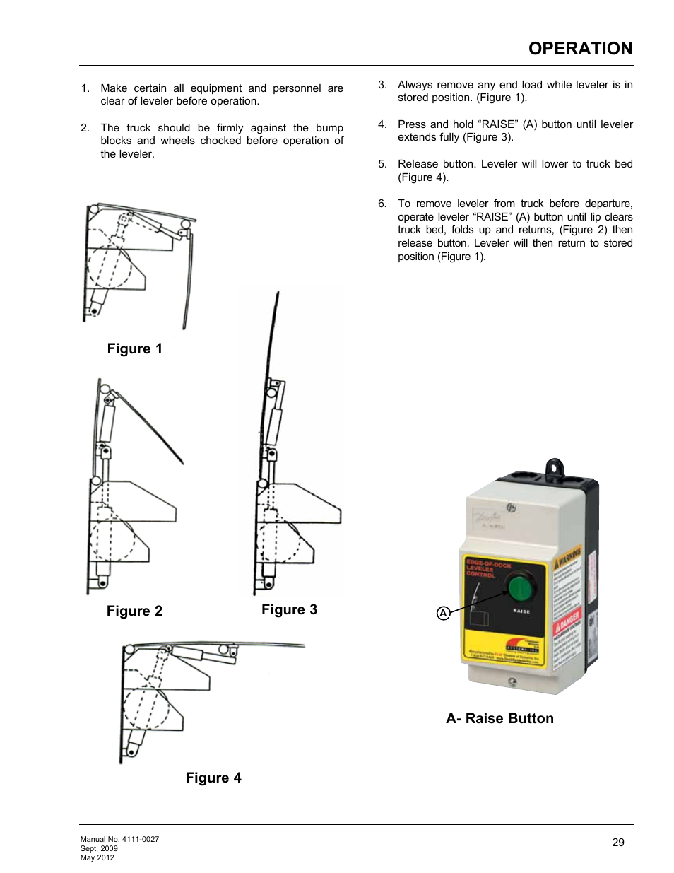Operation, Figure 1 figure 2 figure 3 figure 4, A- raise button | Poweramp HED SERIES HYDRAULIC User Manual | Page 31 / 48