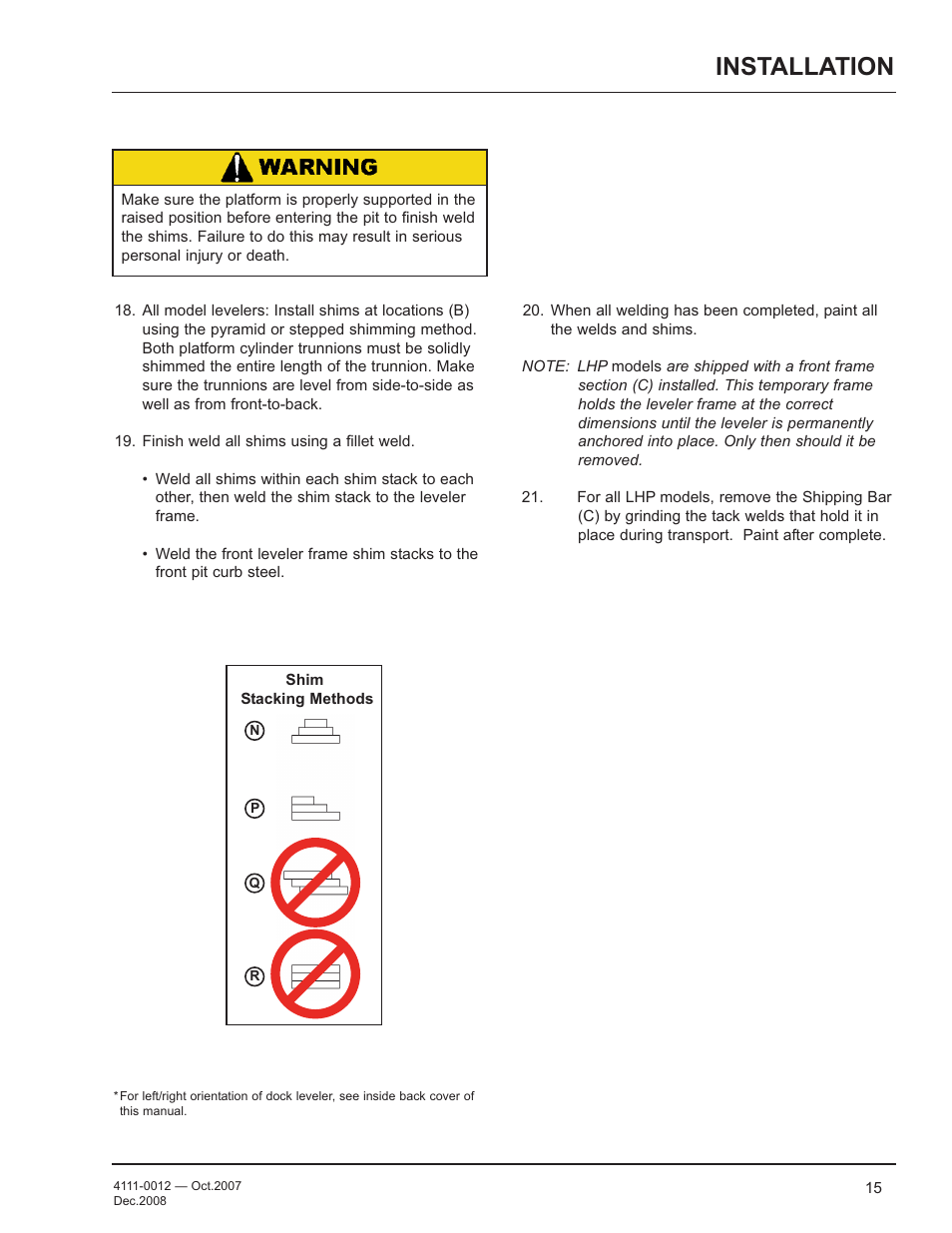 Installation | Poweramp LHP SERIES HYDRAULIC 4.2009 User Manual | Page 17 / 36