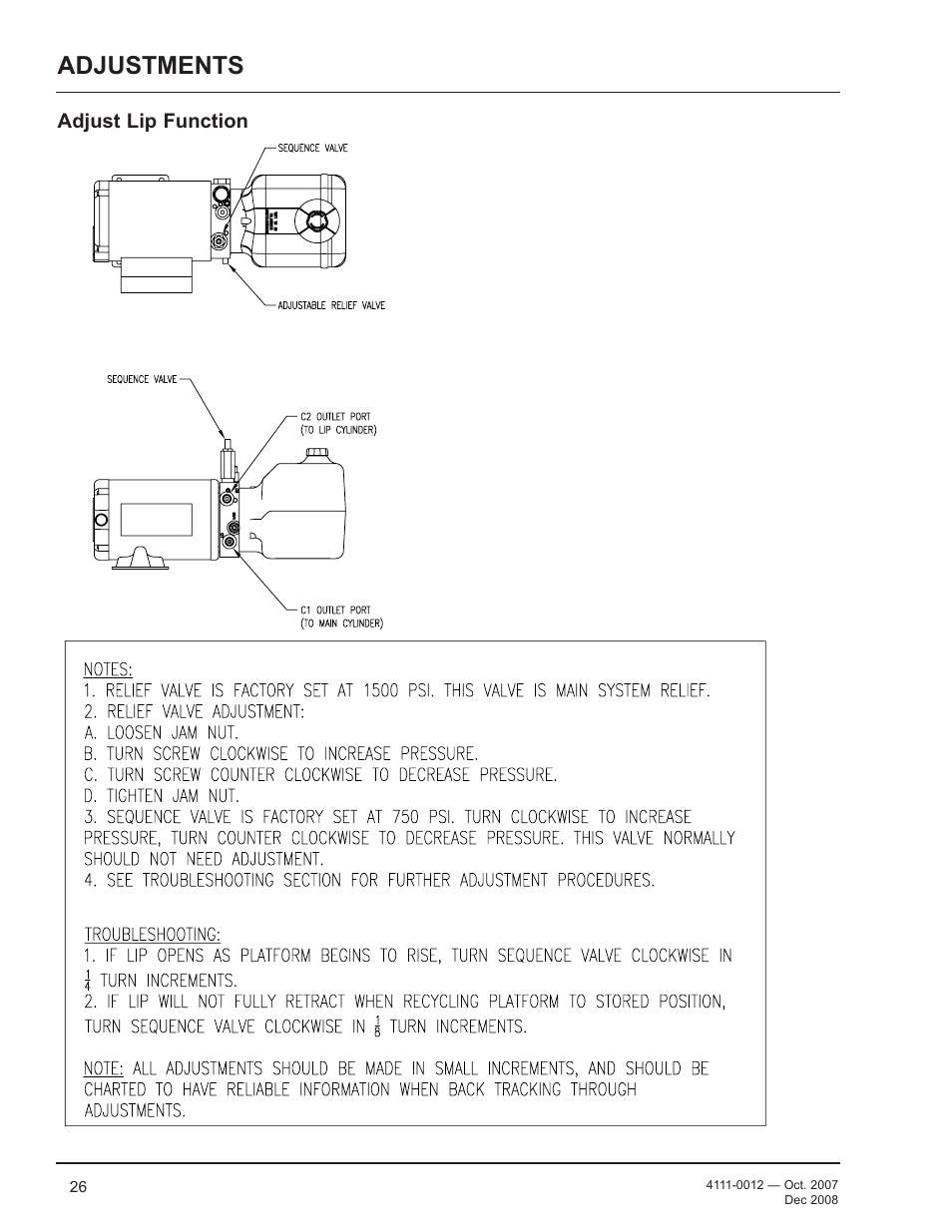 Adjustments | Poweramp LHP SERIES HYDRAULIC 4.2009 User Manual | Page 28 / 36