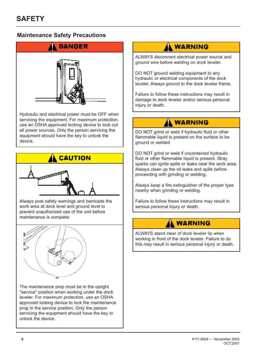 Safety, Maintenance safety precautions | Poweramp EH SERIES HYDRAULIC 4.2009 User Manual | Page 6 / 48