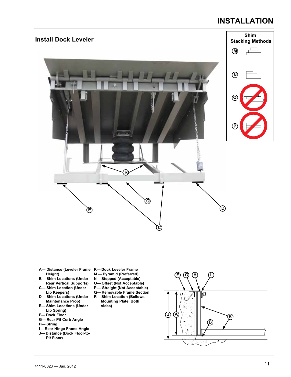 Installation, Install dock leveler | Poweramp CentraAir AIR POWERED 2.2012 User Manual | Page 13 / 44