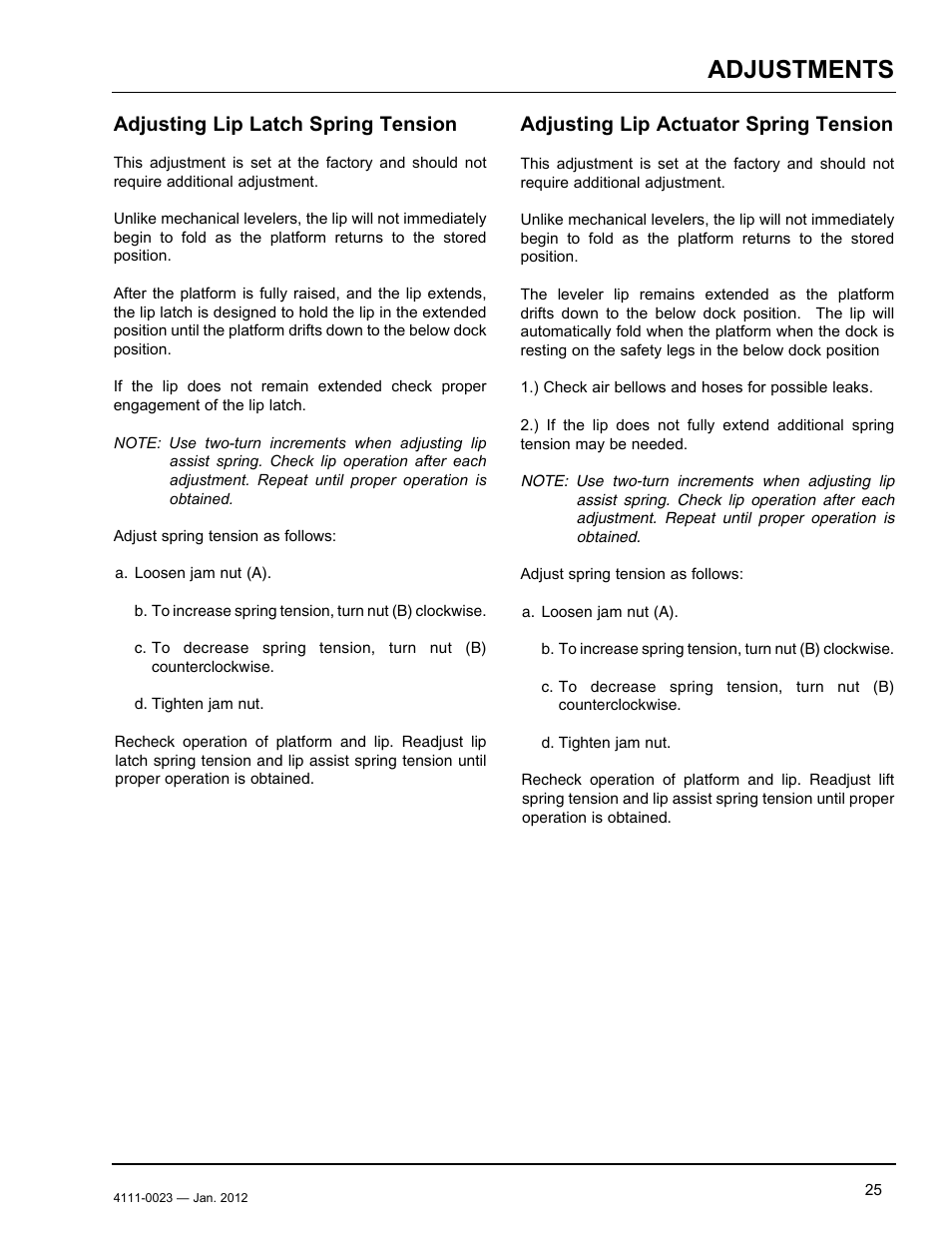 Adjustments | Poweramp CentraAir AIR POWERED 2.2012 User Manual | Page 27 / 44
