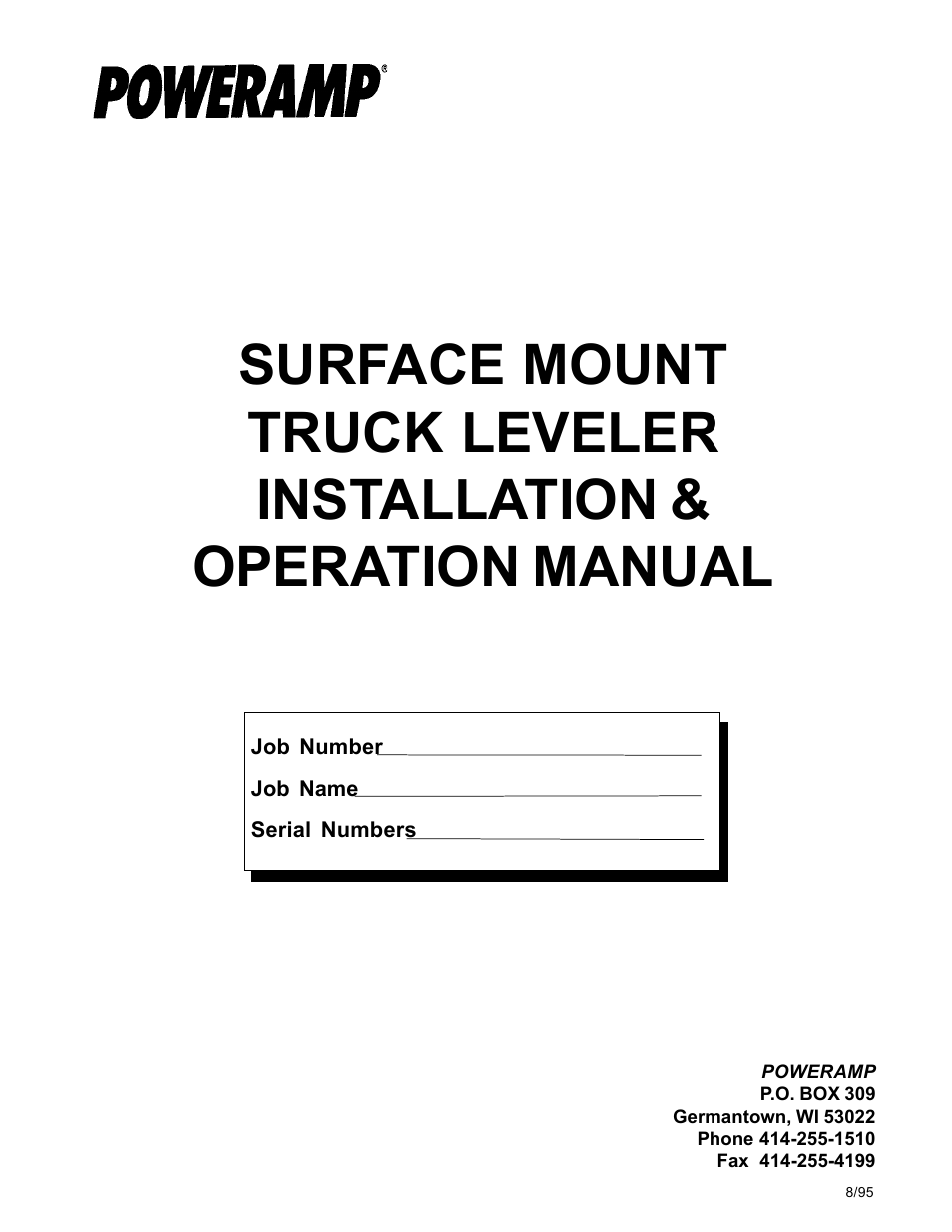 Poweramp SURFACE MOUNTED TRUCK 8_95 SPECIALTY User Manual | 8 pages