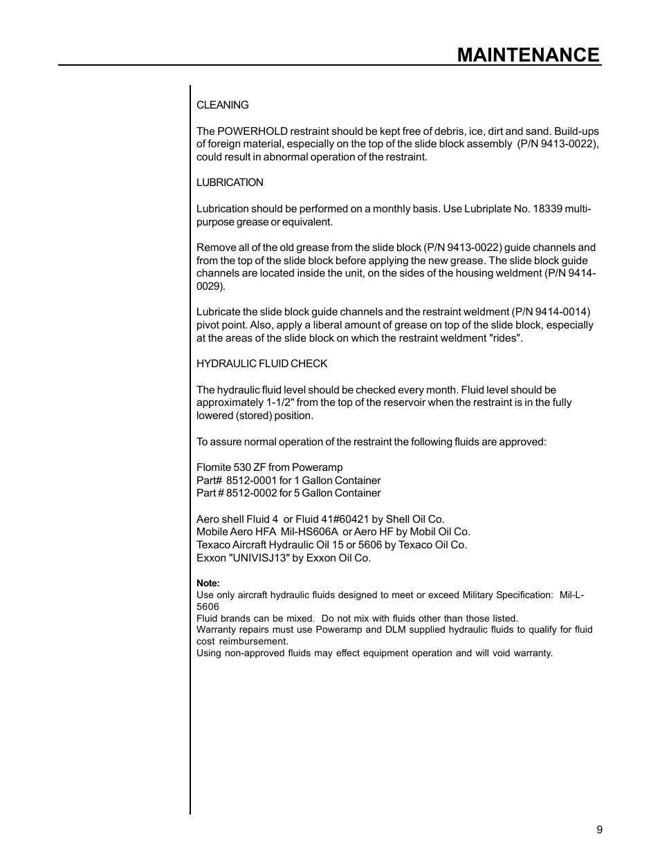 Maintenance | Poweramp POWERHOLD SC 4.2003 User Manual | Page 13 / 19