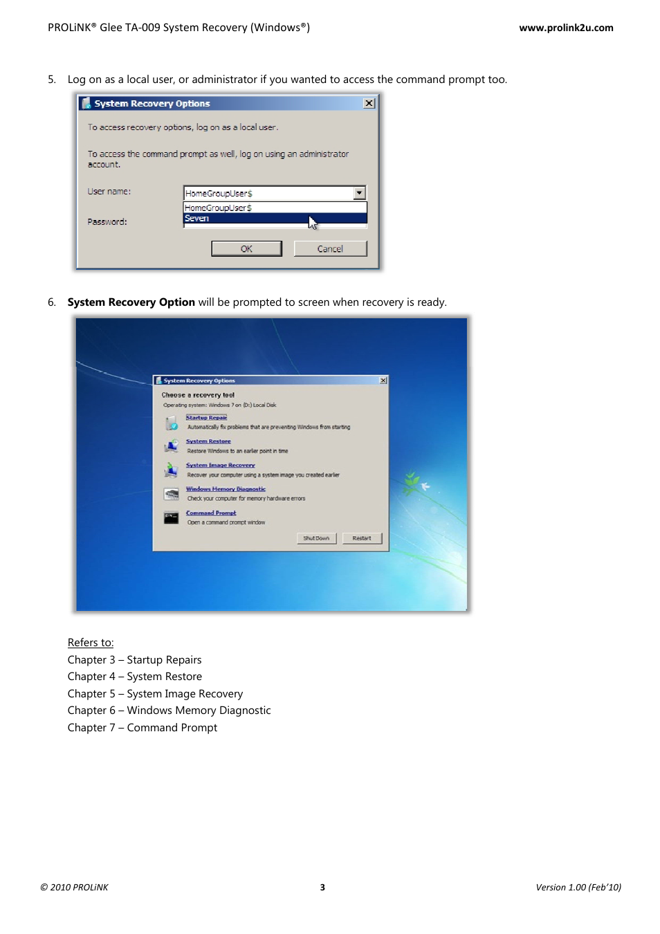 PROLiNK Glee TA-009 System Recovery User Manual | Page 5 / 16