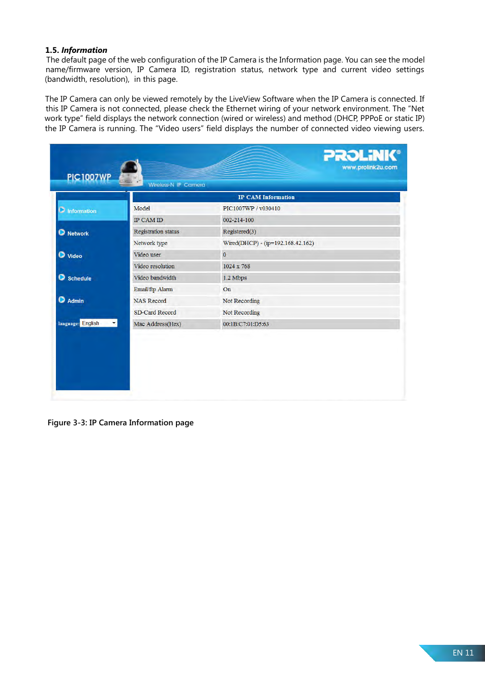 PROLiNK PIC1007WP User Manual User Manual | Page 11 / 43