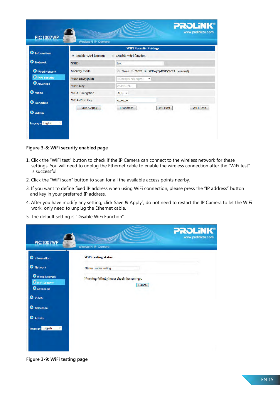 PROLiNK PIC1007WP User Manual User Manual | Page 15 / 43