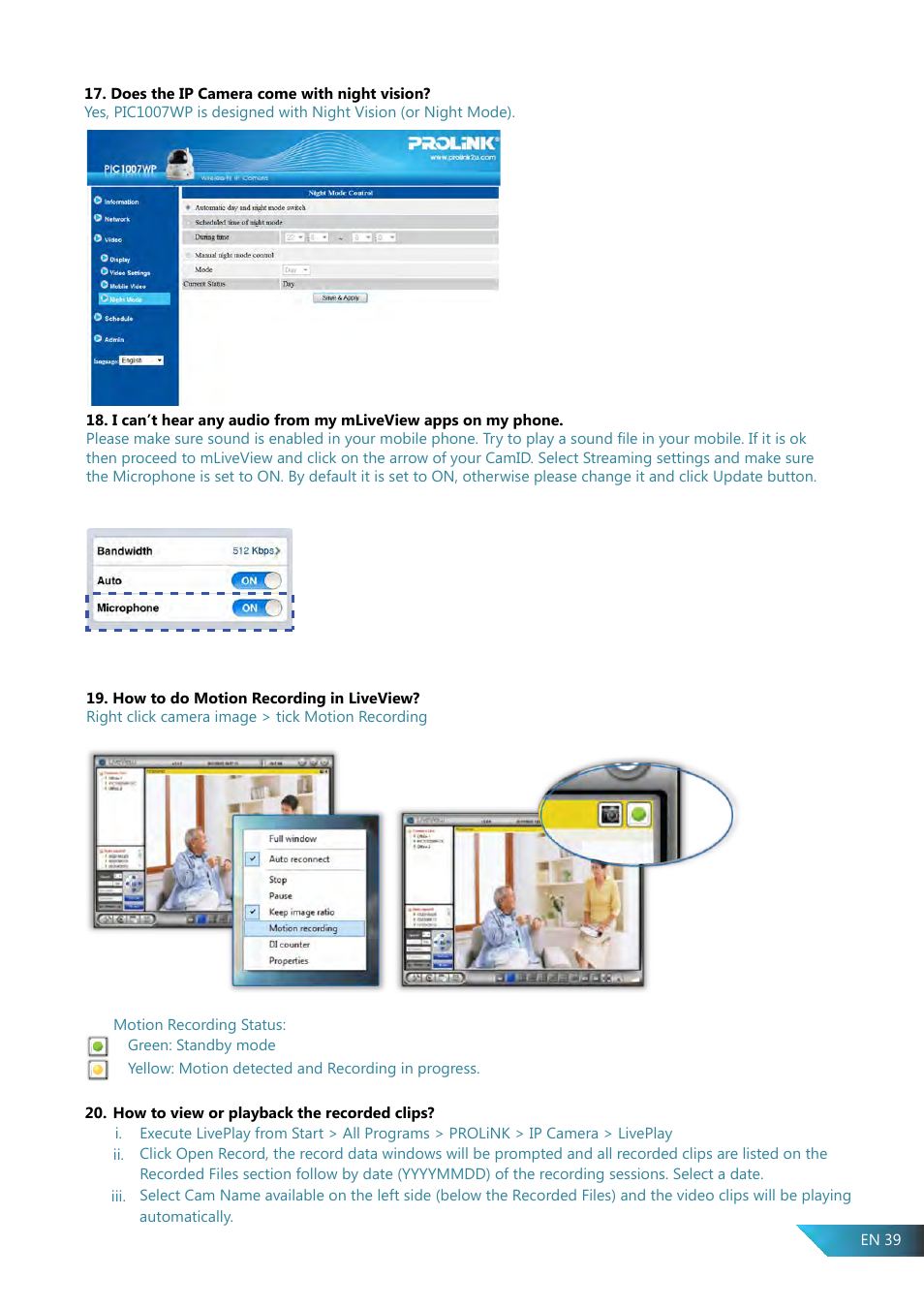 PROLiNK PIC1007WP User Manual User Manual | Page 39 / 43