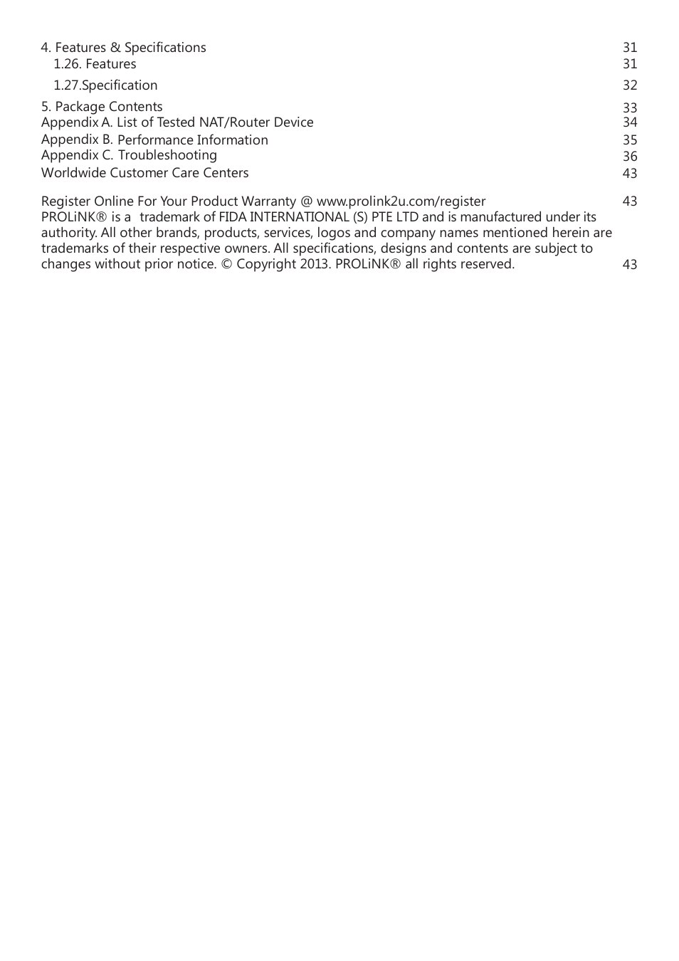 PROLiNK PIC1007WP User Manual User Manual | Page 4 / 43