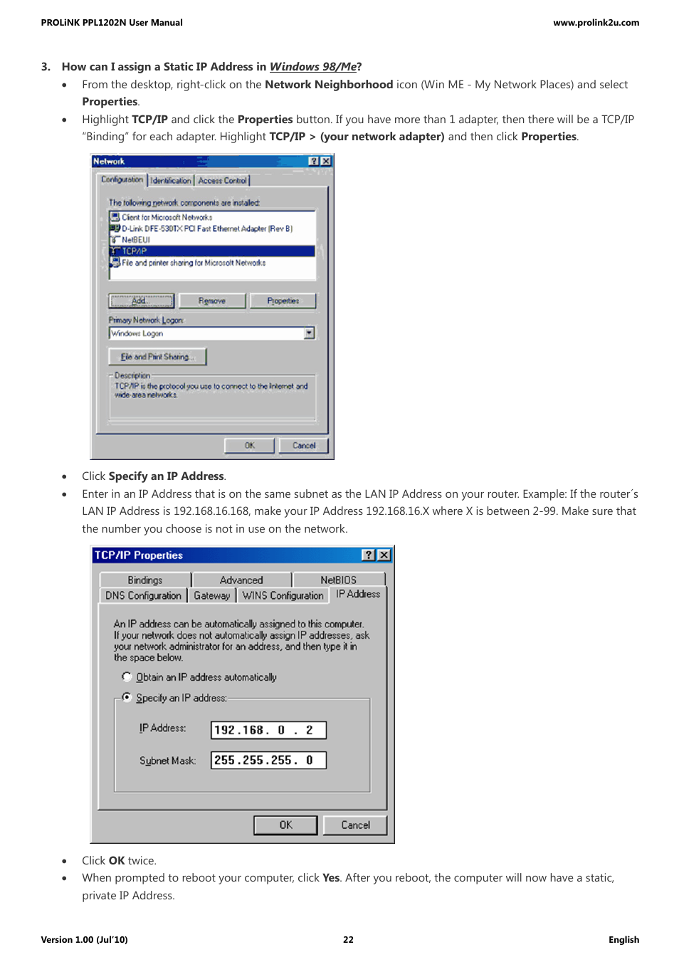 PROLiNK PPL1202N Quick Installation Guide User Manual | Page 22 / 99