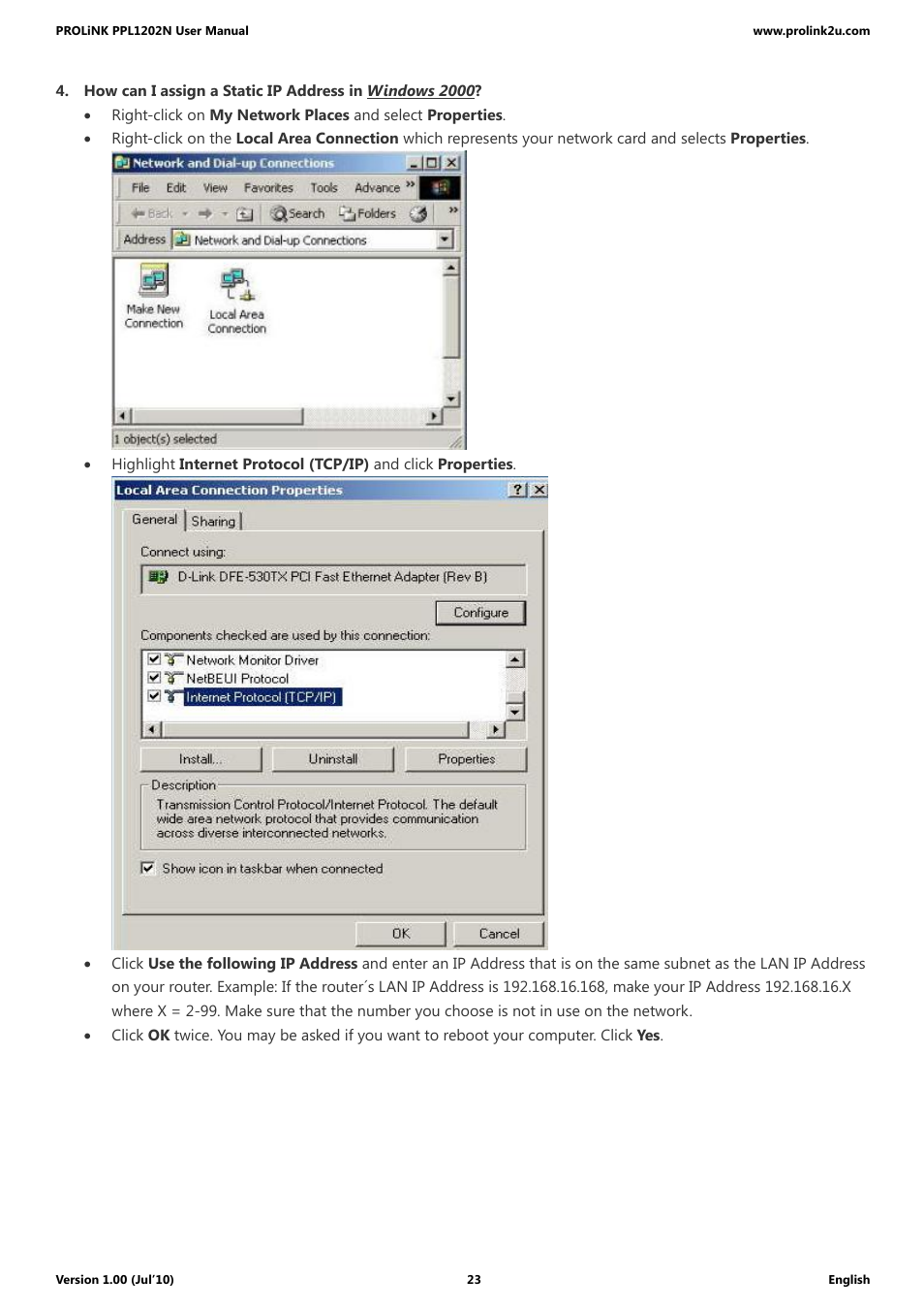 PROLiNK PPL1202N Quick Installation Guide User Manual | Page 23 / 99