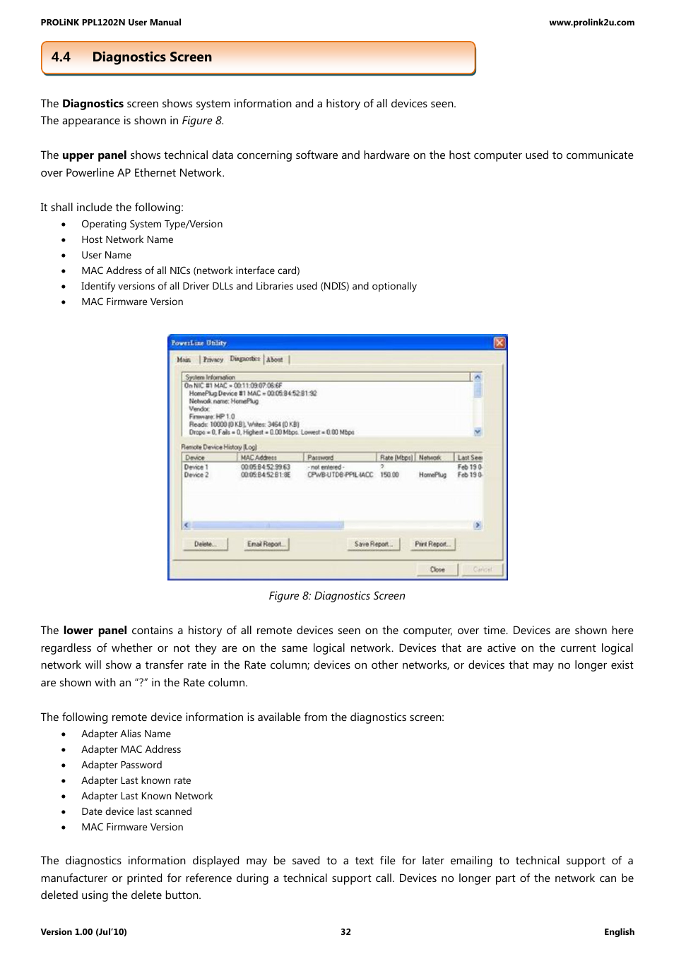 4 diagnostics screen | PROLiNK PPL1202N Quick Installation Guide User Manual | Page 32 / 99