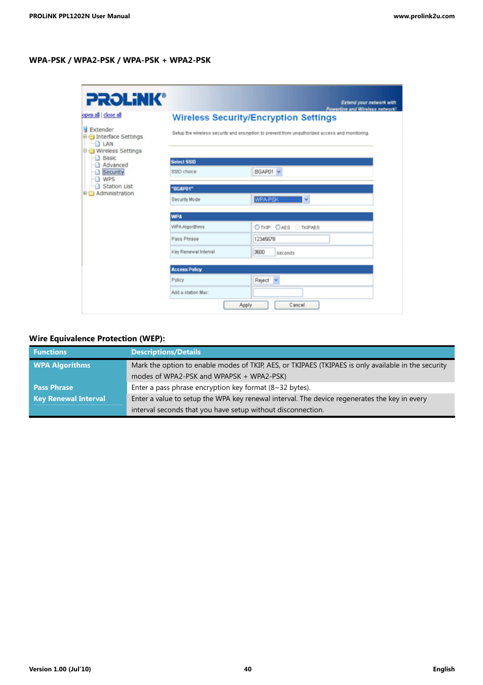 PROLiNK PPL1202N Quick Installation Guide User Manual | Page 40 / 99