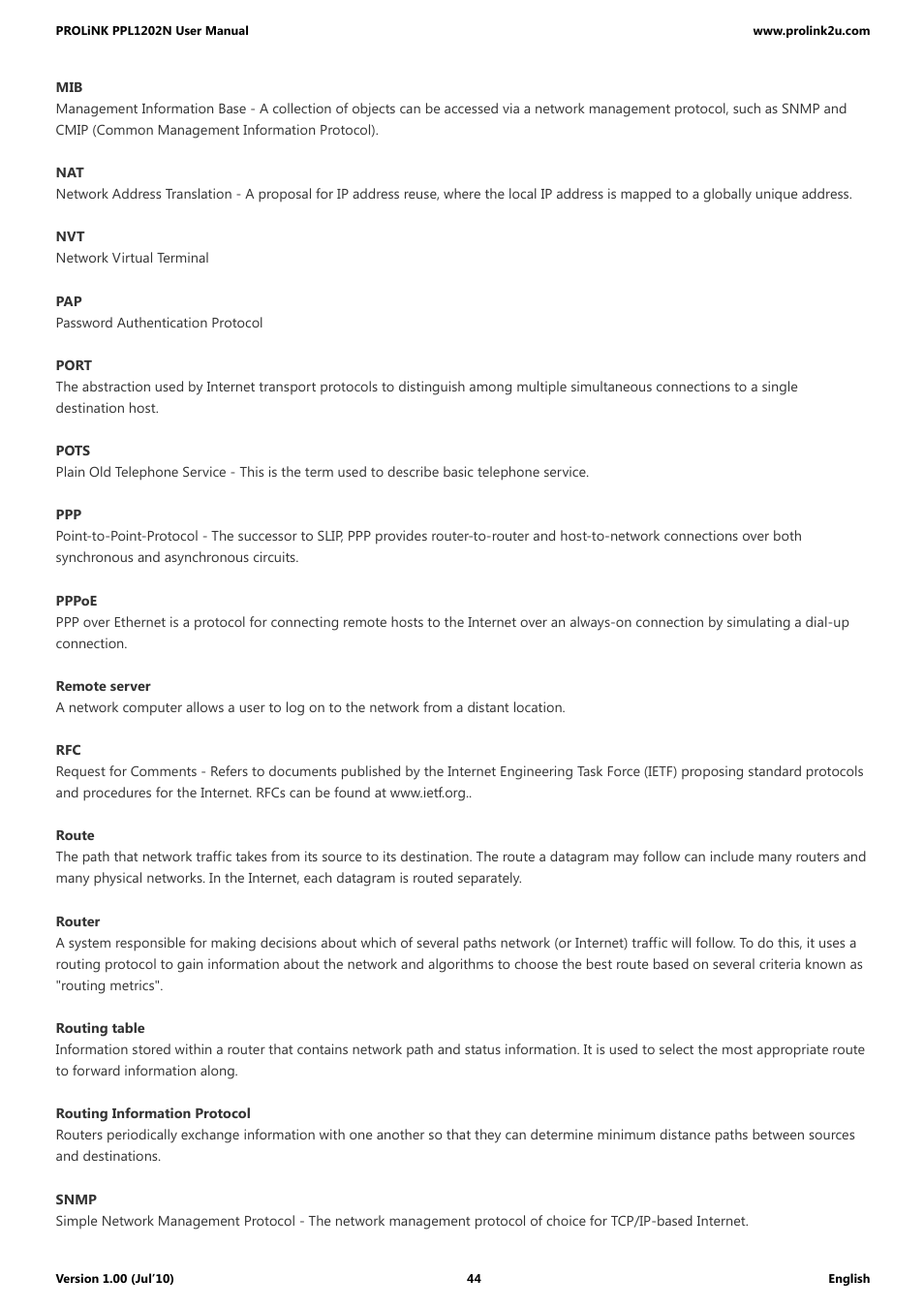 PROLiNK PPL1202N Quick Installation Guide User Manual | Page 44 / 99