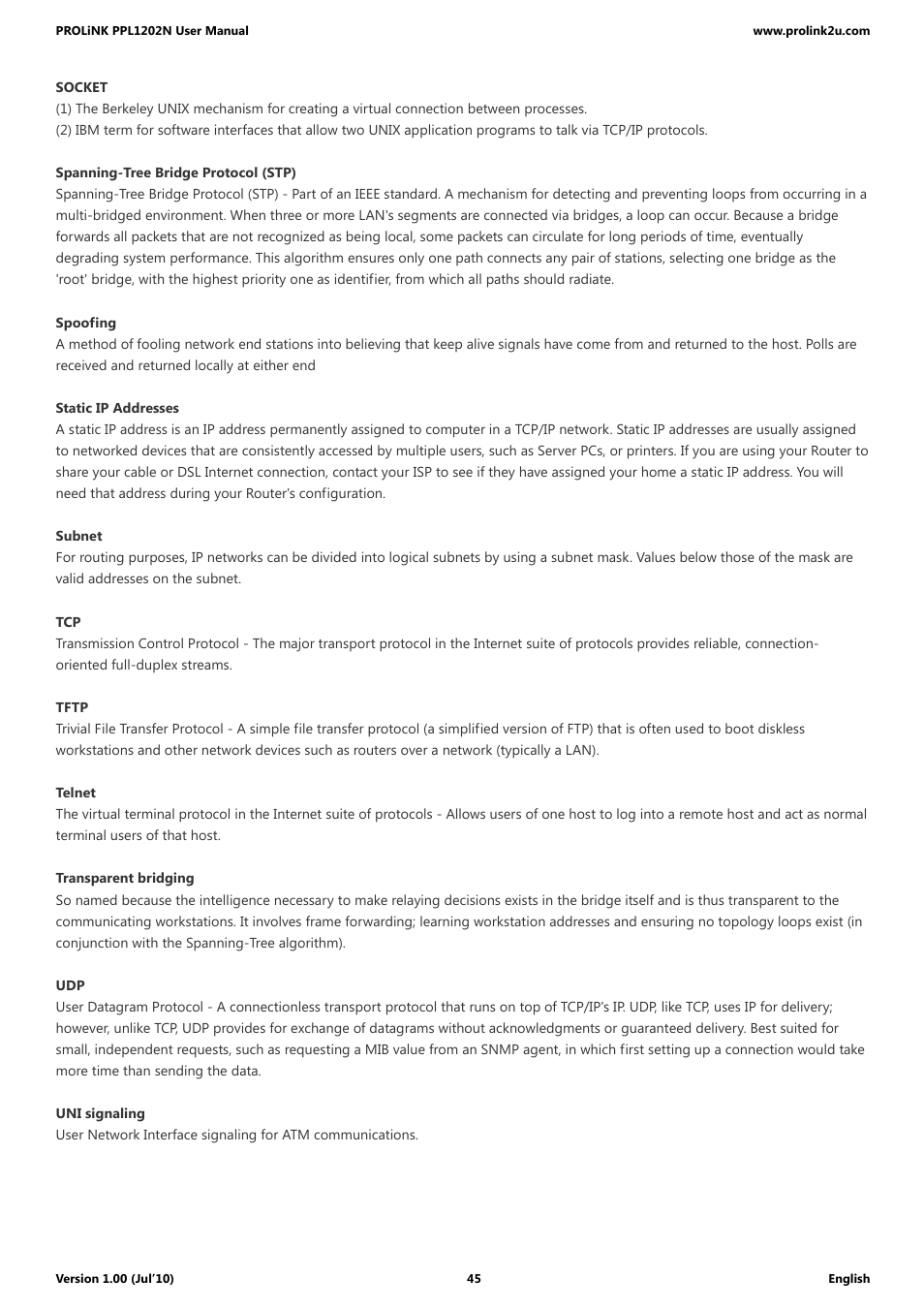 PROLiNK PPL1202N Quick Installation Guide User Manual | Page 45 / 99