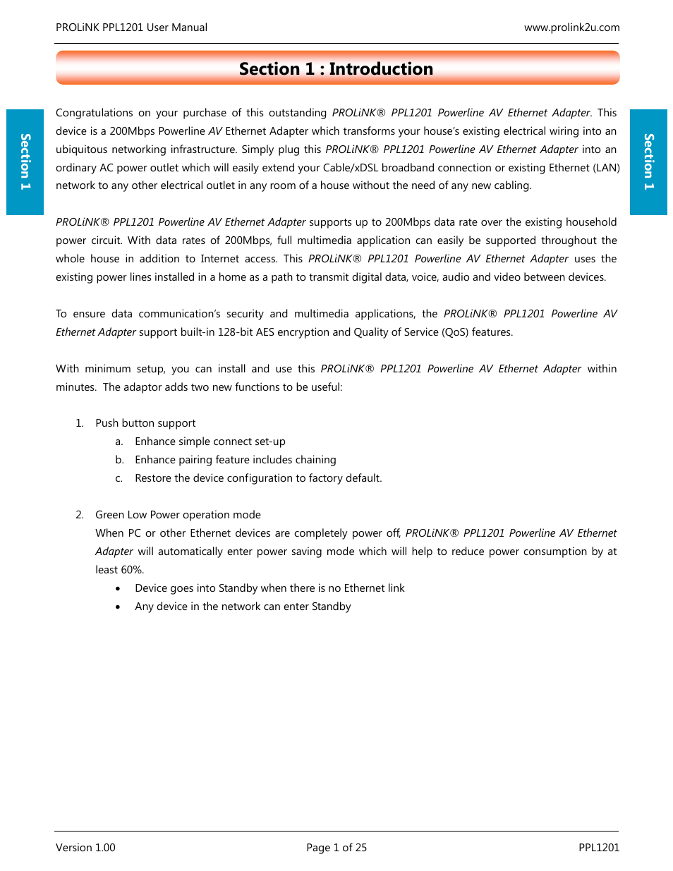 PROLiNK PPL1201 User Manual User Manual | Page 6 / 60