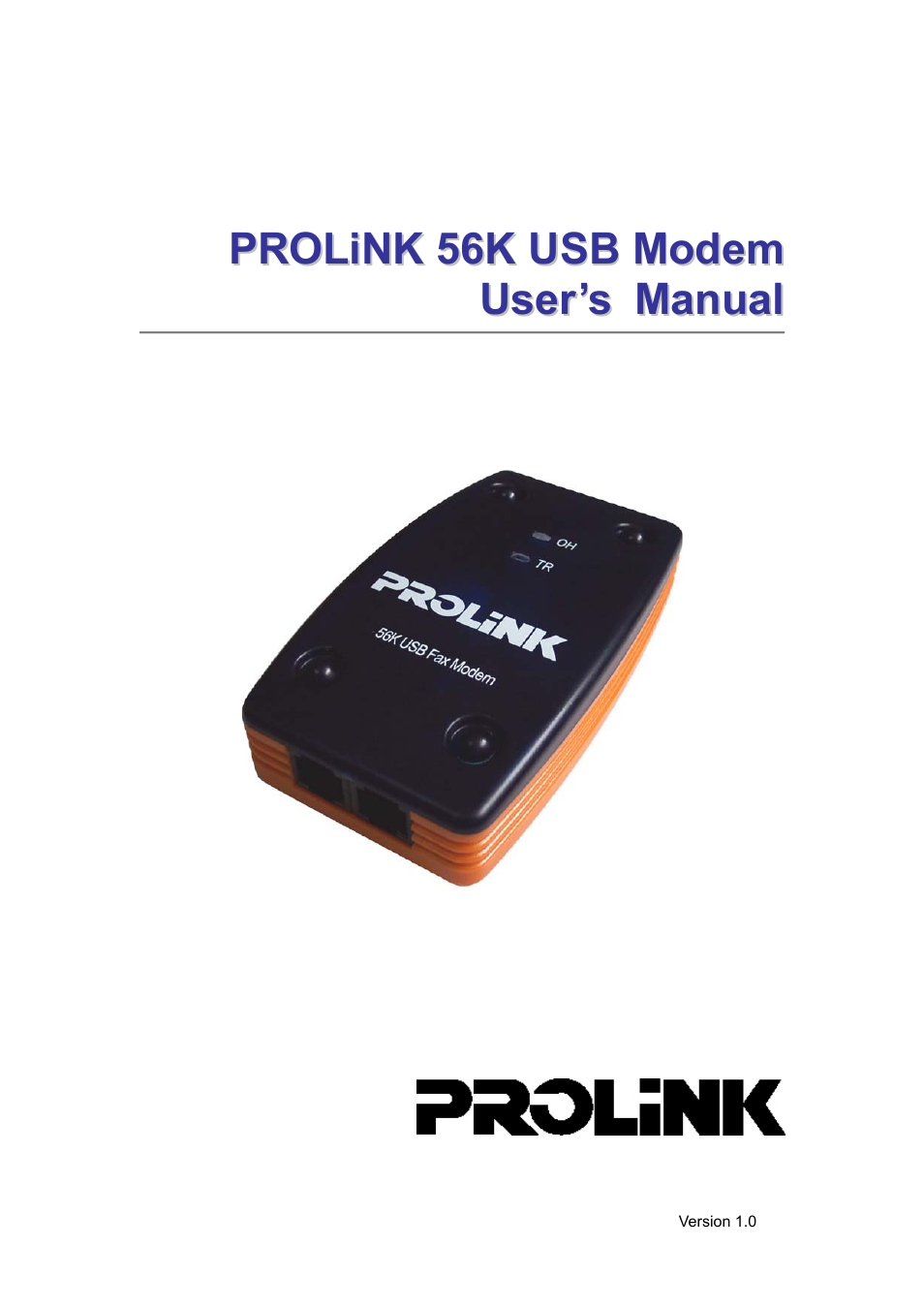 PROLiNK 1456U PROLiNK 56K USB Modem User Manual | 11 pages