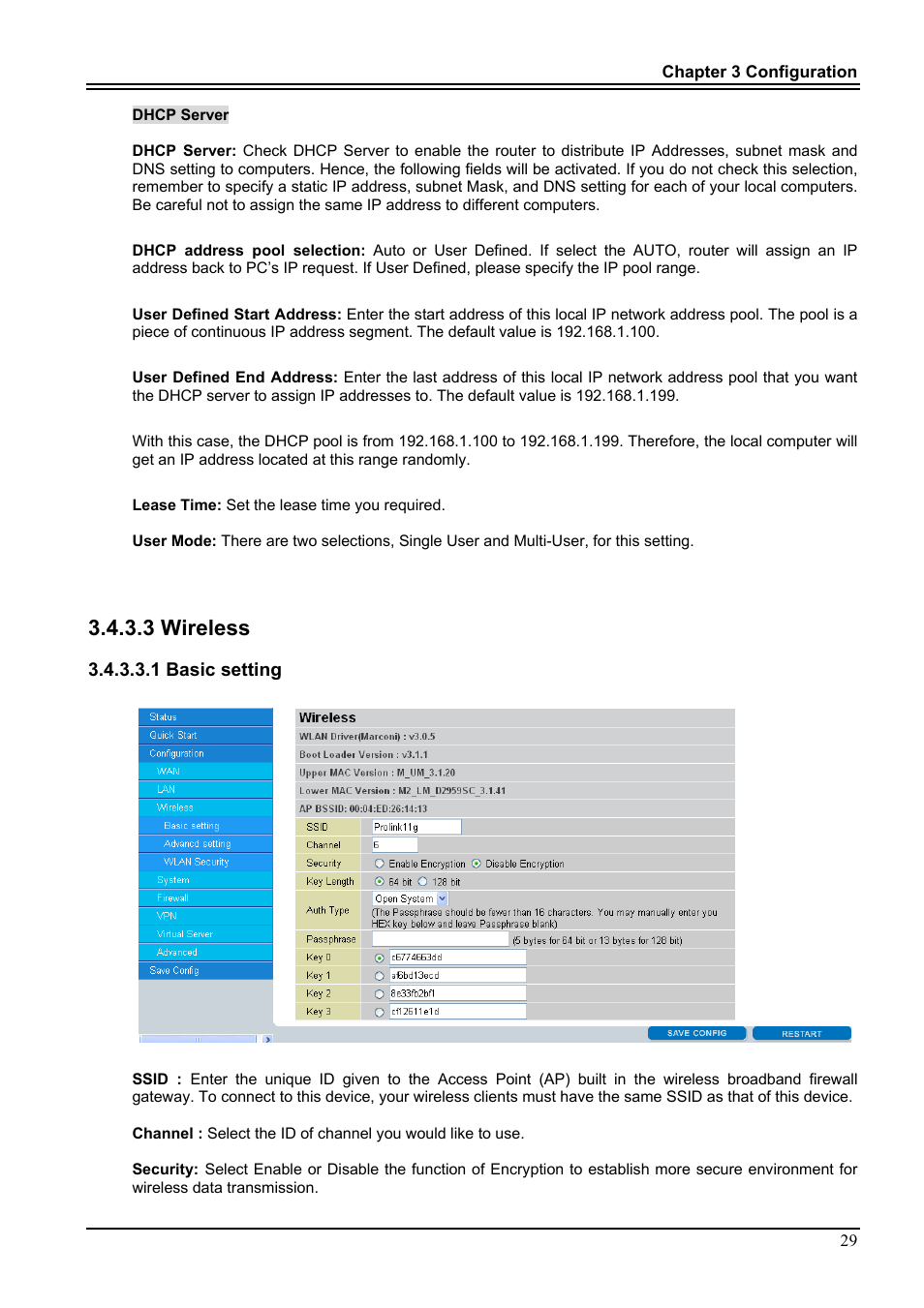3 wireless, 1 basic setting | PROLiNK Hurricane 9000G User Manual | Page 33 / 62