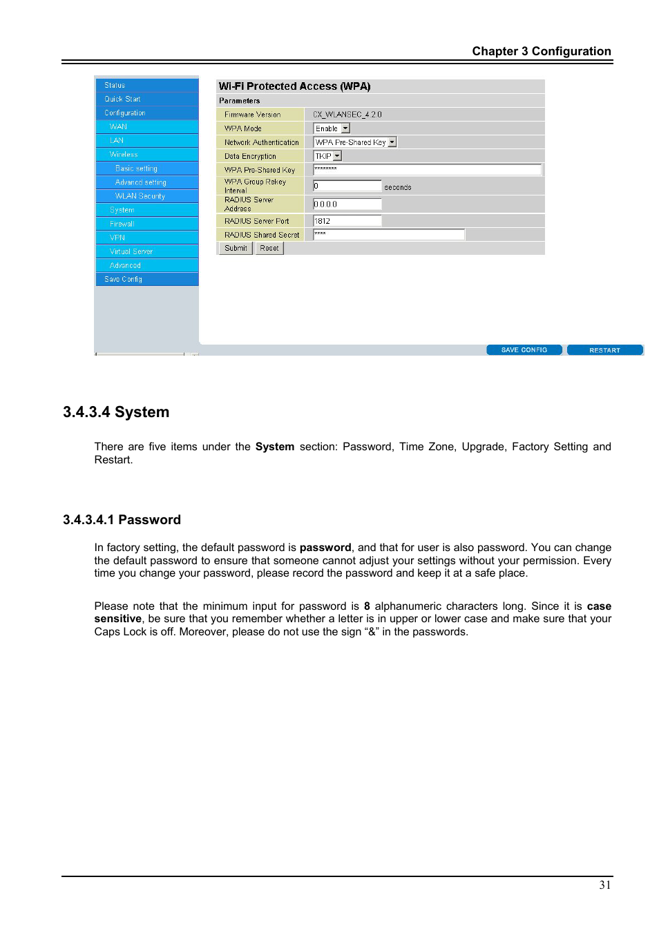 4 system, 1 password | PROLiNK Hurricane 9000G User Manual | Page 35 / 62