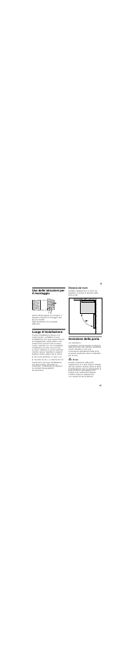 Uso delle istruzioni per il montaggio, Luogo d’installazione, Distanza dal muro | Inversione della porta | Bosch KGN39VL21 User Manual | Page 11 / 45
