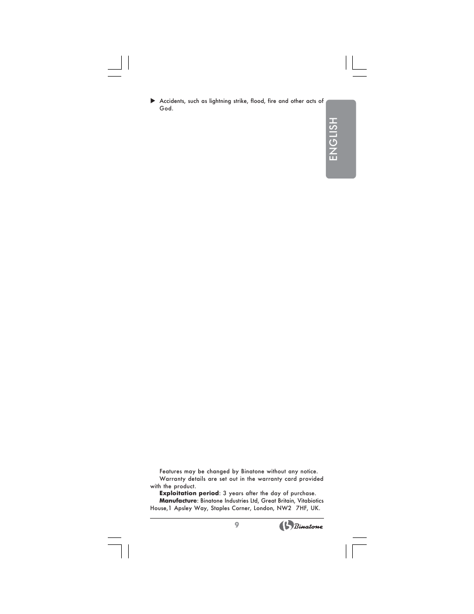 English | Binatone MRE-8804 User Manual | Page 9 / 28