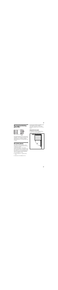 Nl inhoudnl montagevoorschrift vrijstaand apparaat, Montagehandleiding gebruiken, De juiste plaats | Afstand tot de wand, Aats | Bosch KSV36BW30 User Manual | Page 17 / 54