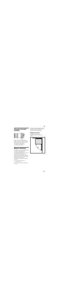 Używanie instrukcji montażu, Miejsce ustawienia, Odległość od ściany | Bosch KSV36BW30 User Manual | Page 47 / 54