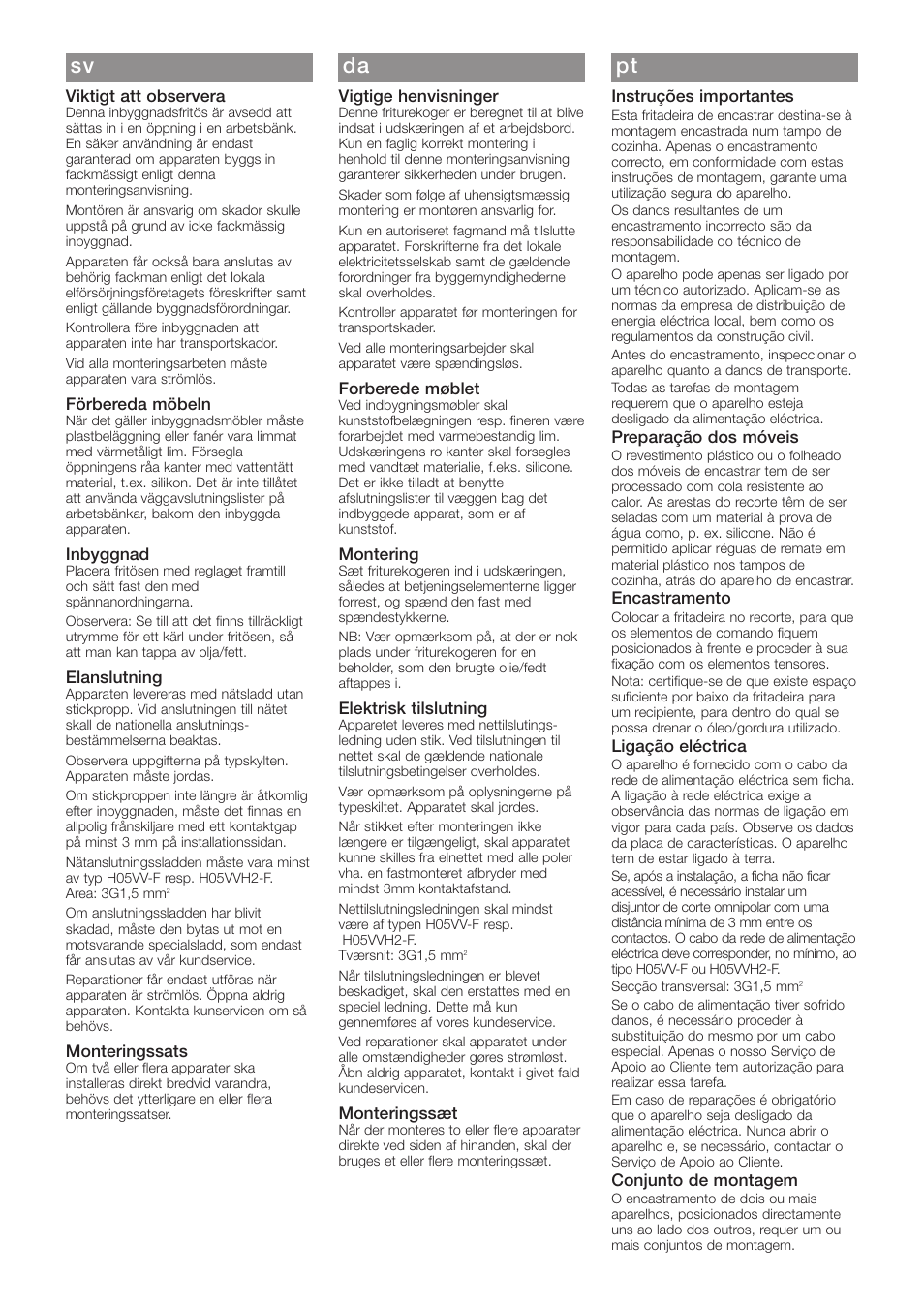 Sv da pt | Bosch PKA375N14E Freidora de 30 cm de ancho Terminación Premium EAN 4242002495163 User Manual | Page 4 / 4