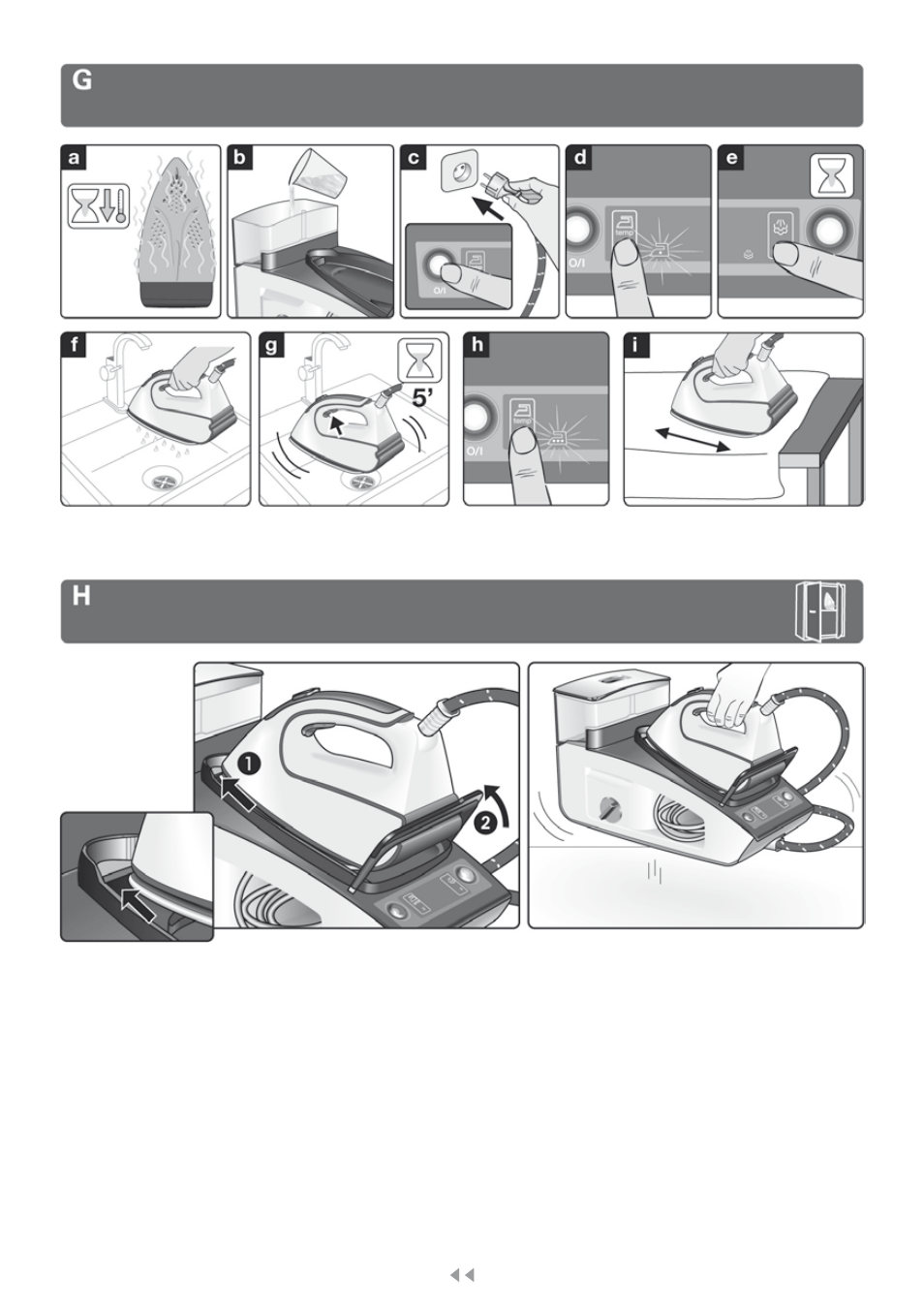 Figures g-h | Bosch TDS4580 Centro de planchado Sensixx B45L SilenceComfort400 EAN 4242002768458 User Manual | Page 3 / 172
