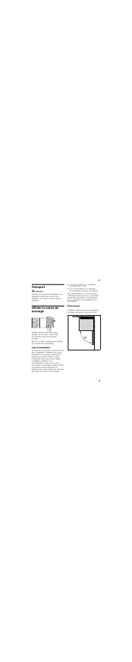 Transport, Utiliser la notice de montage, Lieu d’installation | Écart mural | Bosch KGN36SM30 User Manual | Page 9 / 43