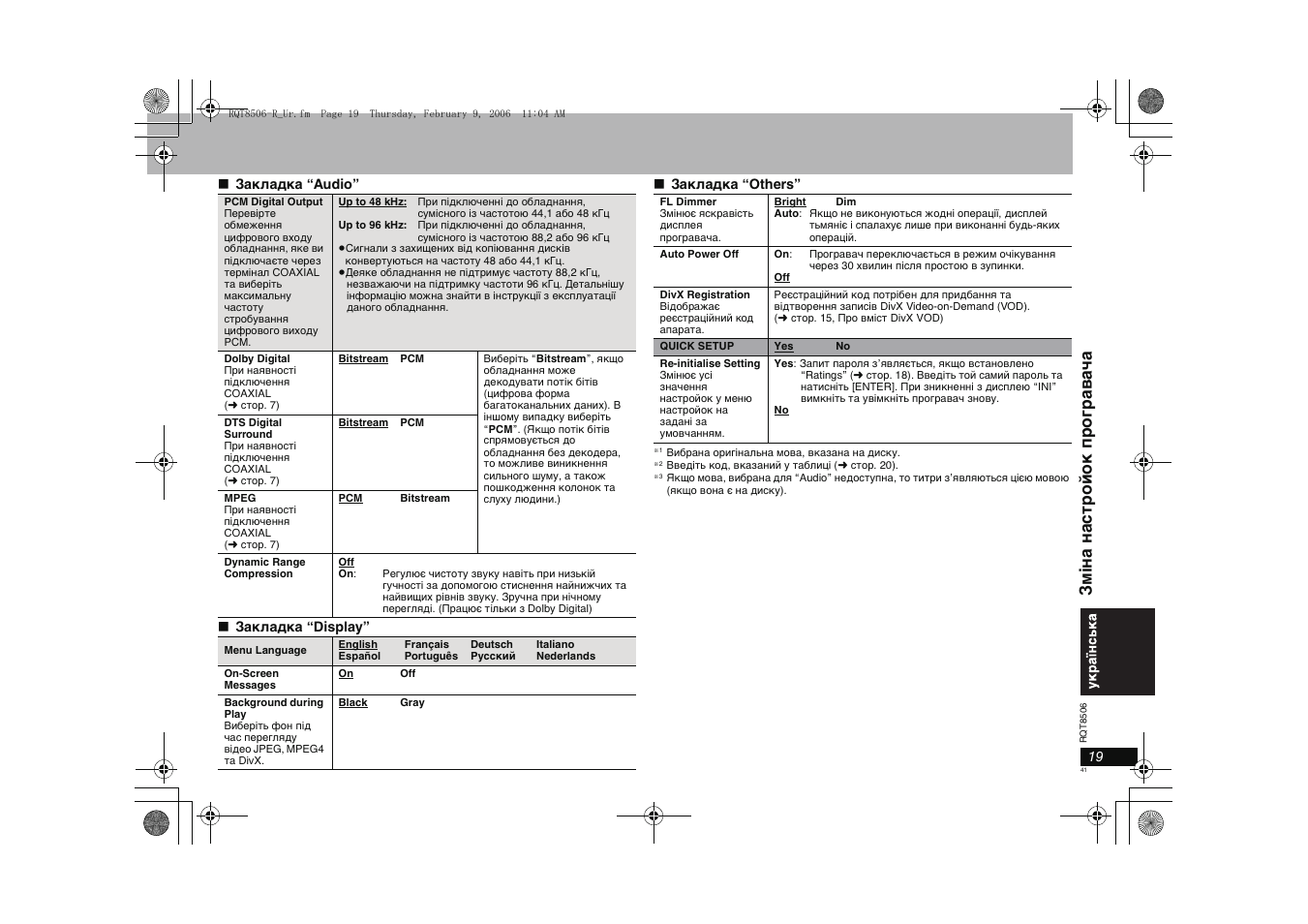 Зм іна настройок програва ча | Panasonic DVD-S42 User Manual | Page 41 / 48