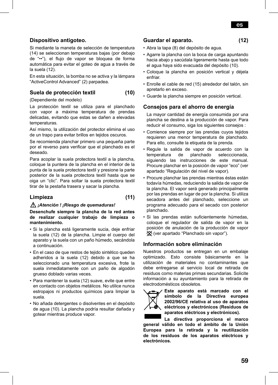 Bosch TDS1229 Centro de planchado compacto SensorSteam Ultimate EAN 4242002684598 User Manual | Page 59 / 116