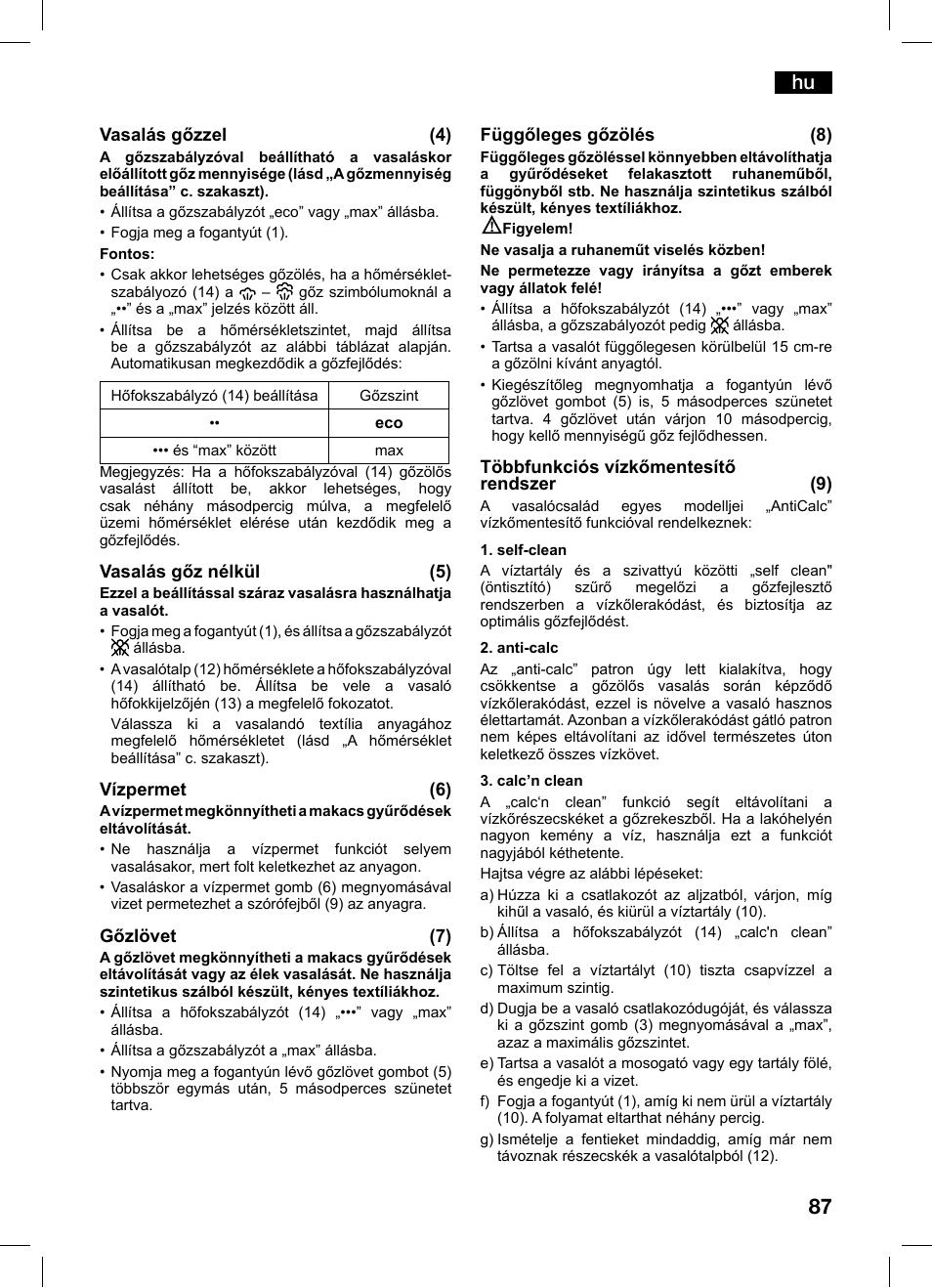 Bosch TDS1229 Centro de planchado compacto SensorSteam Ultimate EAN 4242002684598 User Manual | Page 87 / 116