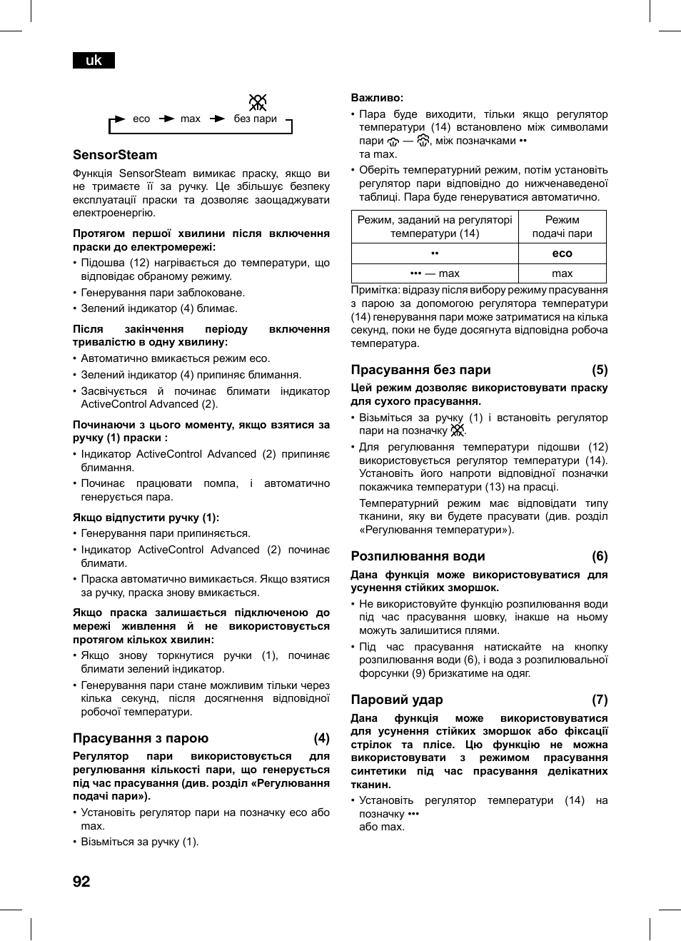 Bosch TDS1229 Centro de planchado compacto SensorSteam Ultimate EAN 4242002684598 User Manual | Page 92 / 116