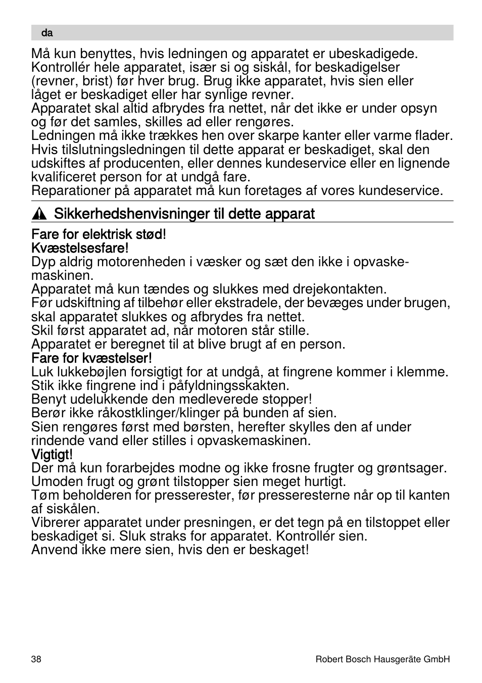 Bosch MES4000 Licuadora. EAN 4242002770048 User Manual | Page 38 / 145