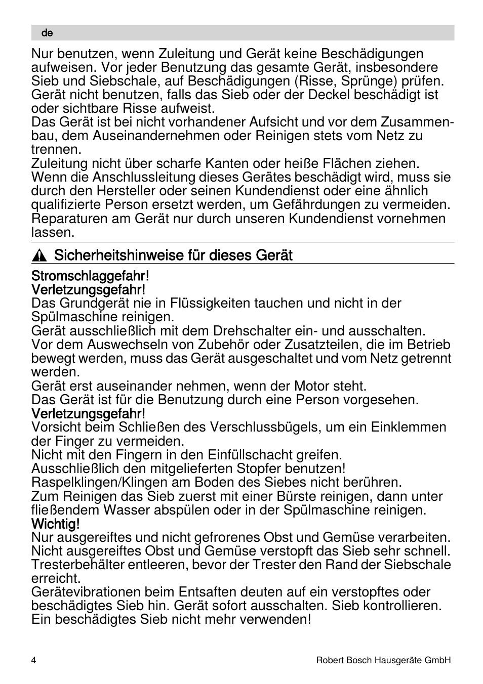 Bosch MES4000 Licuadora. EAN 4242002770048 User Manual | Page 4 / 145