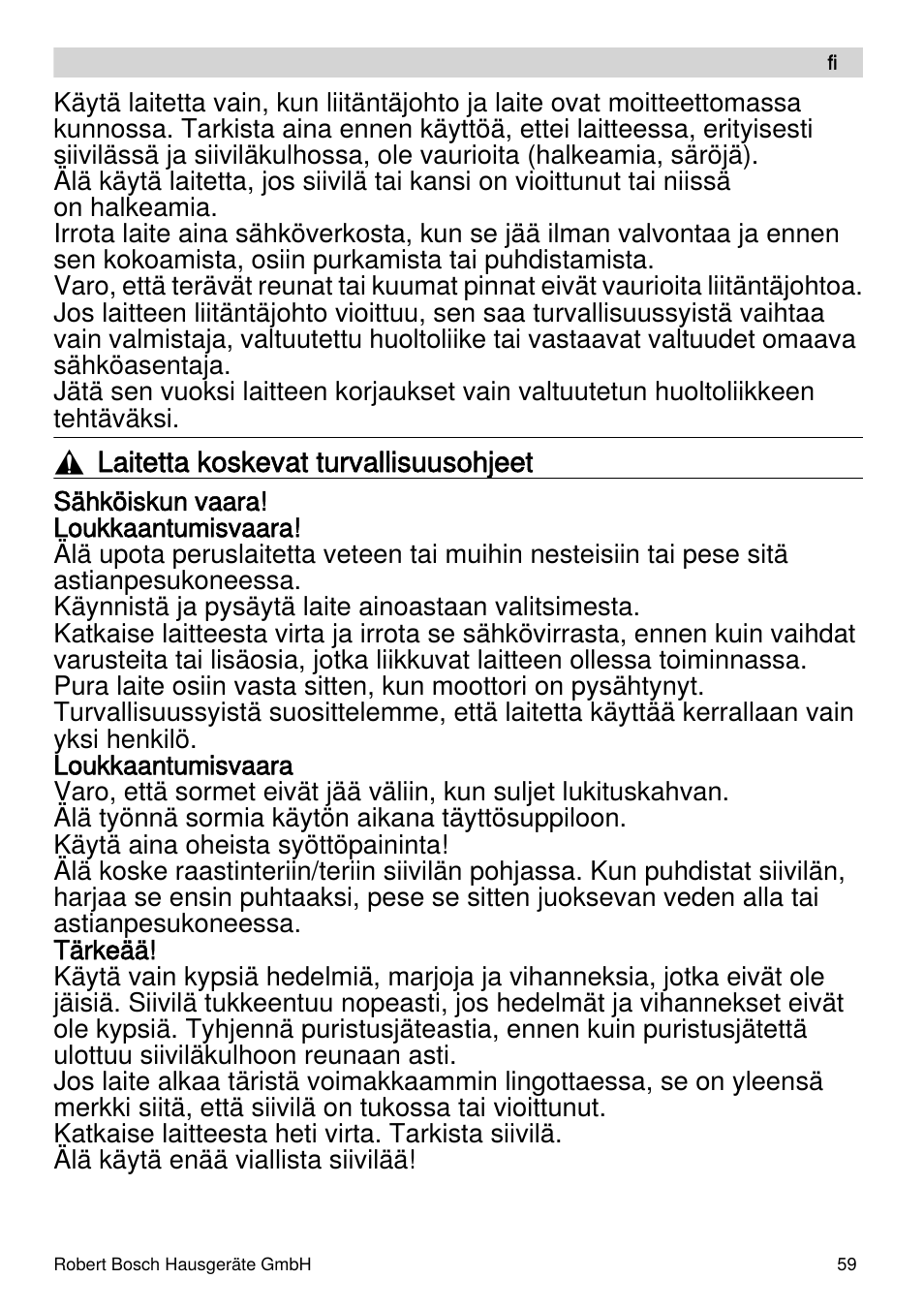 Bosch MES4000 Licuadora. EAN 4242002770048 User Manual | Page 59 / 145