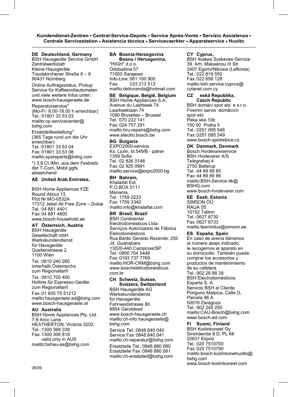 Bosch TCA 5201 User Manual | Page 97 / 100