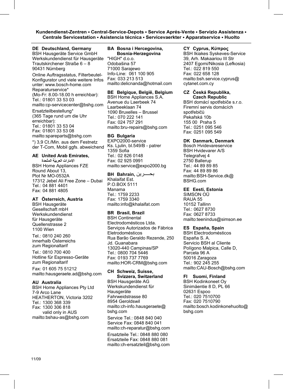 Bosch TKA8011 User Manual | Page 66 / 70