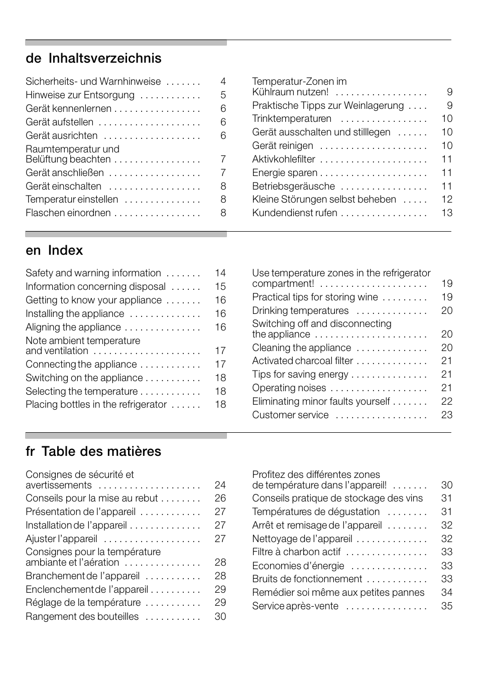 Bosch KSW30V80 Cave à vin de conservation Confort User Manual | Page 2 / 62