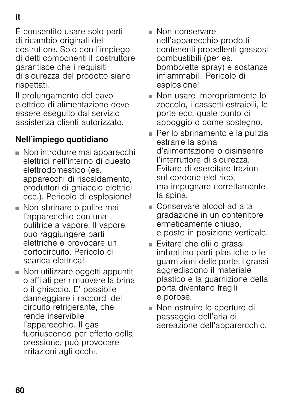 Nell’impiego quotidiano | Bosch GSN33VW30 User Manual | Page 60 / 98