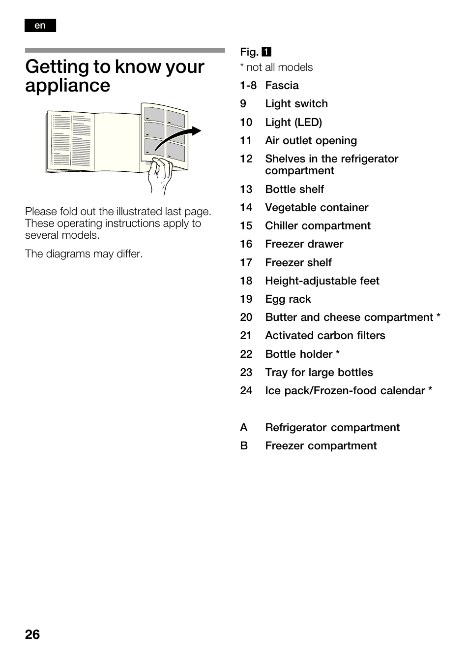 Getting to know your appliance | Bosch KGN36SM30 Réfrigérateur-congélateur combiné Premium Luxe User Manual | Page 26 / 143