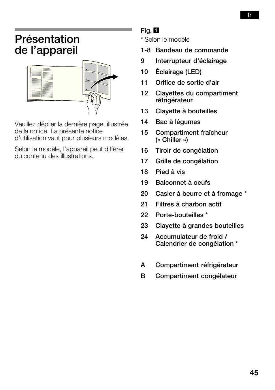 Présentation de l'appareil | Bosch KGN36SM30 Réfrigérateur-congélateur combiné Premium Luxe User Manual | Page 45 / 143