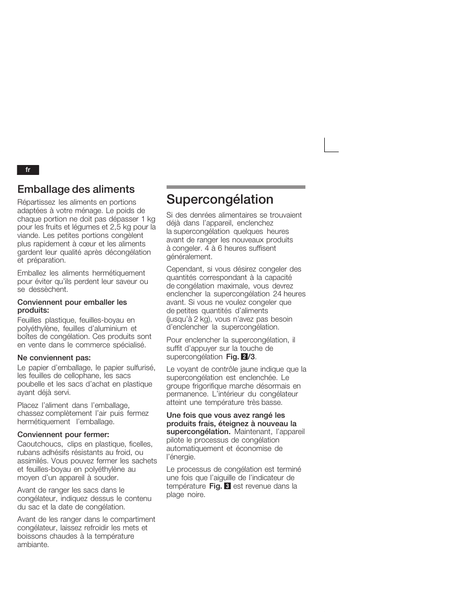 Supercongélation, Emballage des aliments | Bosch GID18A20 Congélateur intégrable Premium Fixation de porte par glissières User Manual | Page 34 / 65