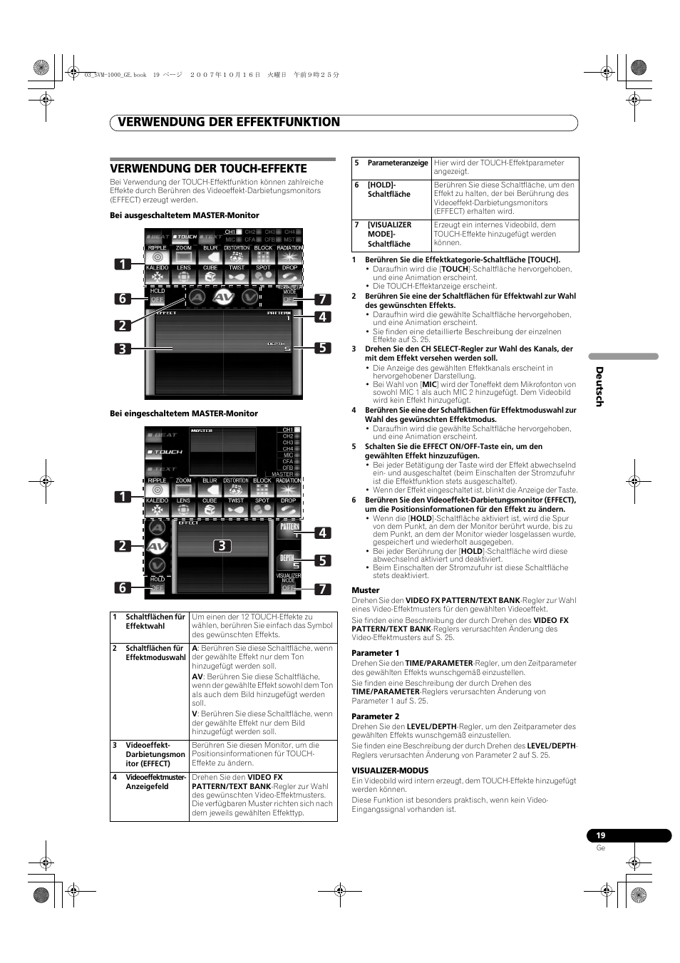 Verwendung der touch-effekte, Verwendung der effektfunktion | Pioneer SVM-1000 User Manual | Page 111 / 326