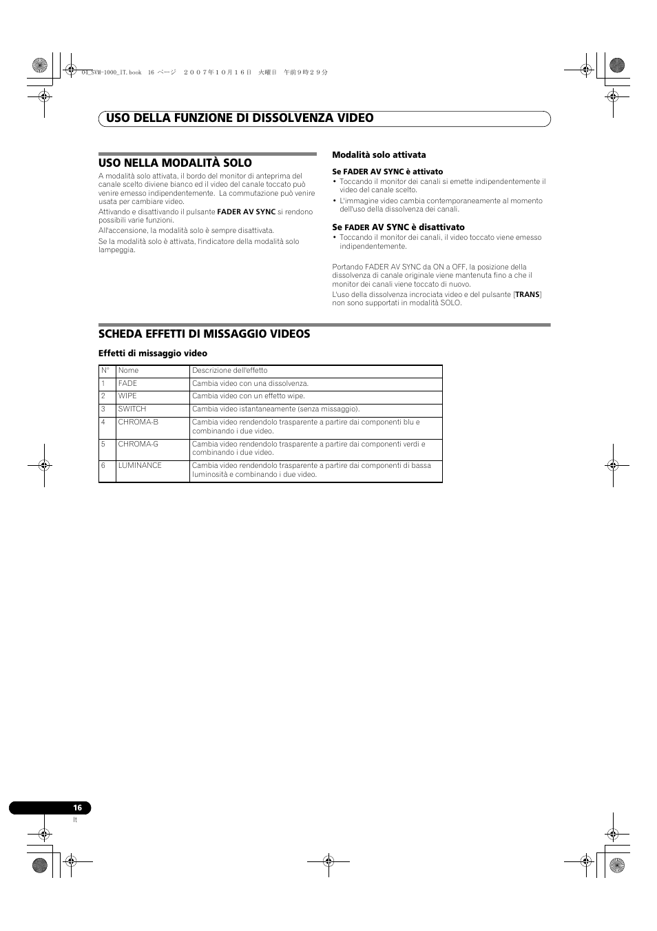 Uso della funzione di dissolvenza video, Uso nella modalità solo, Scheda effetti di missaggio videos | Pioneer SVM-1000 User Manual | Page 154 / 326